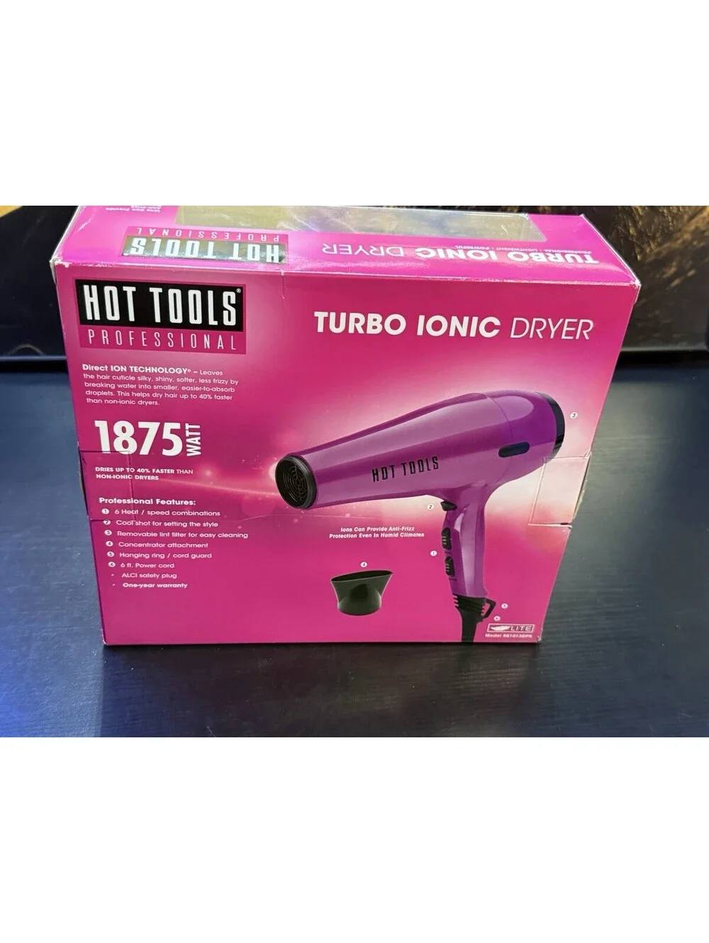 Hot Tools Professional Turbo Ionic Hair Dryer Pink 1875W BB1013DPK New